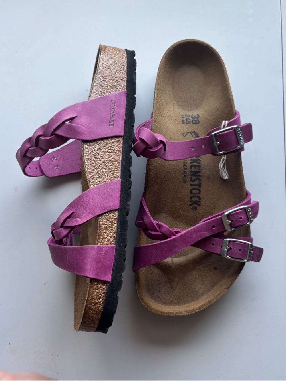 NEW Birkenstock Franca Braided Oiled Leather Festival Fuchsia size 38